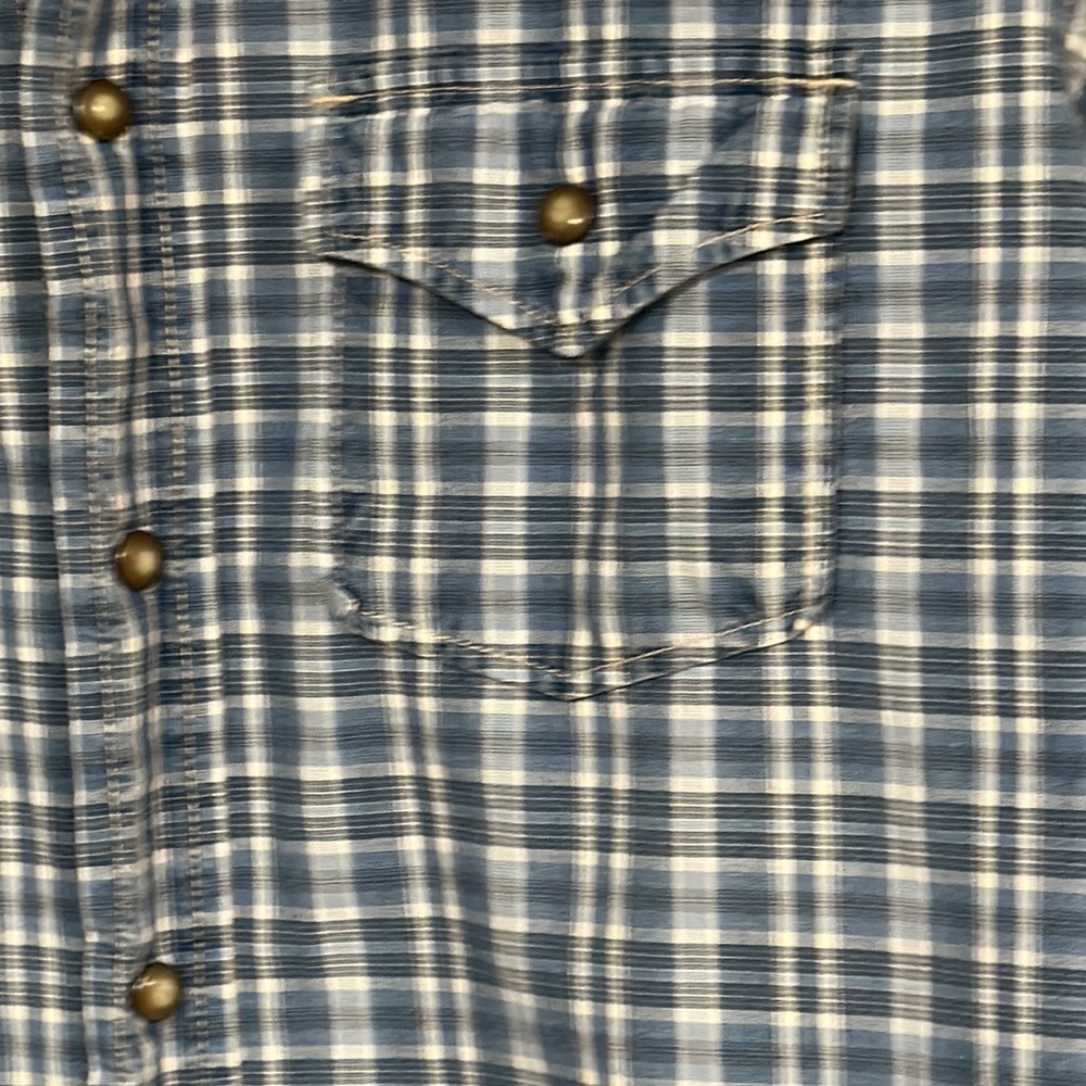 GAP Blue Plaid Men’s Western Shirt, snaps, SML, great condition - Picture 6 of 7